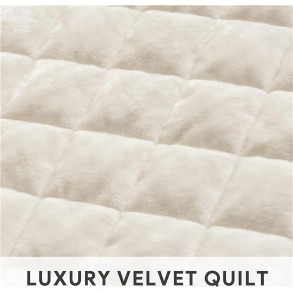 Luxury Velvet Quilt Set King Size, Lightweight Velvet Comforter Set, Oversized